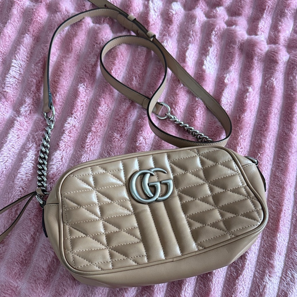 Gucci Calf Skin Matelasse Aria Marmont Chain Shoulder/Crossbody bag